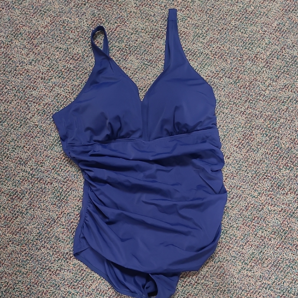 NWOT Perona Blue Women's Tummy Control One Piece Bathing Suit
